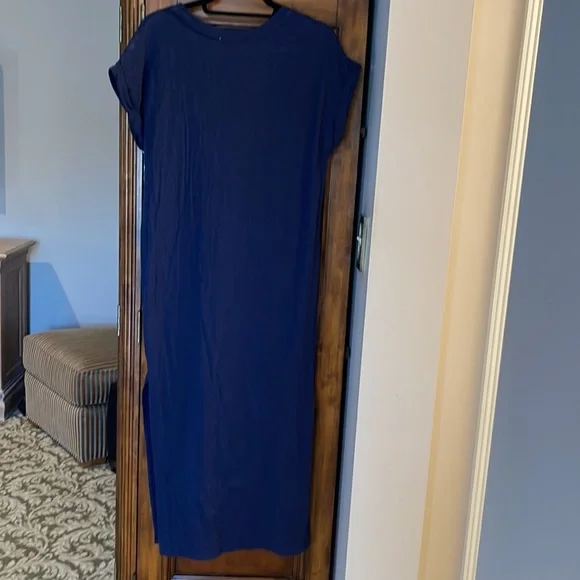 Sundry Navy Cotton Maxi Dress with Striping, Medium, EXCELLENT PLUS - Picture 7 of 9